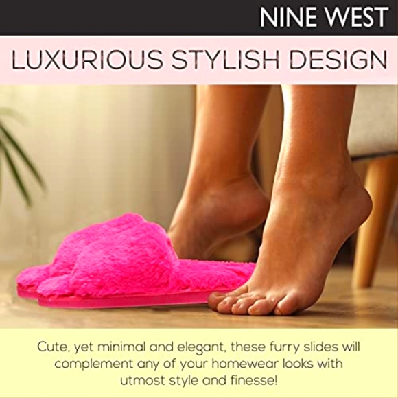 Nine West Fushia Fluffy Fur Slippers NWT - Picture 6 of 14